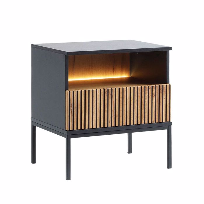 Liberta - Maison MYSTERY Komodino Fusiko Skouro/Mavro me 1 Surtari kai 1 Rafi 54x39x56cm 09-2138